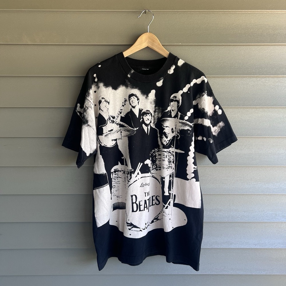 Vintage 1990s The Beatles Shirt All Over Print Single Stitch AOP Music Band XL